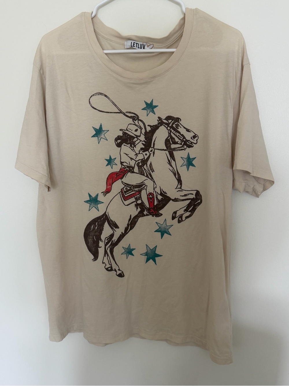 Woman’s evereve Beige Graphic Western Horse Crewneck Tee